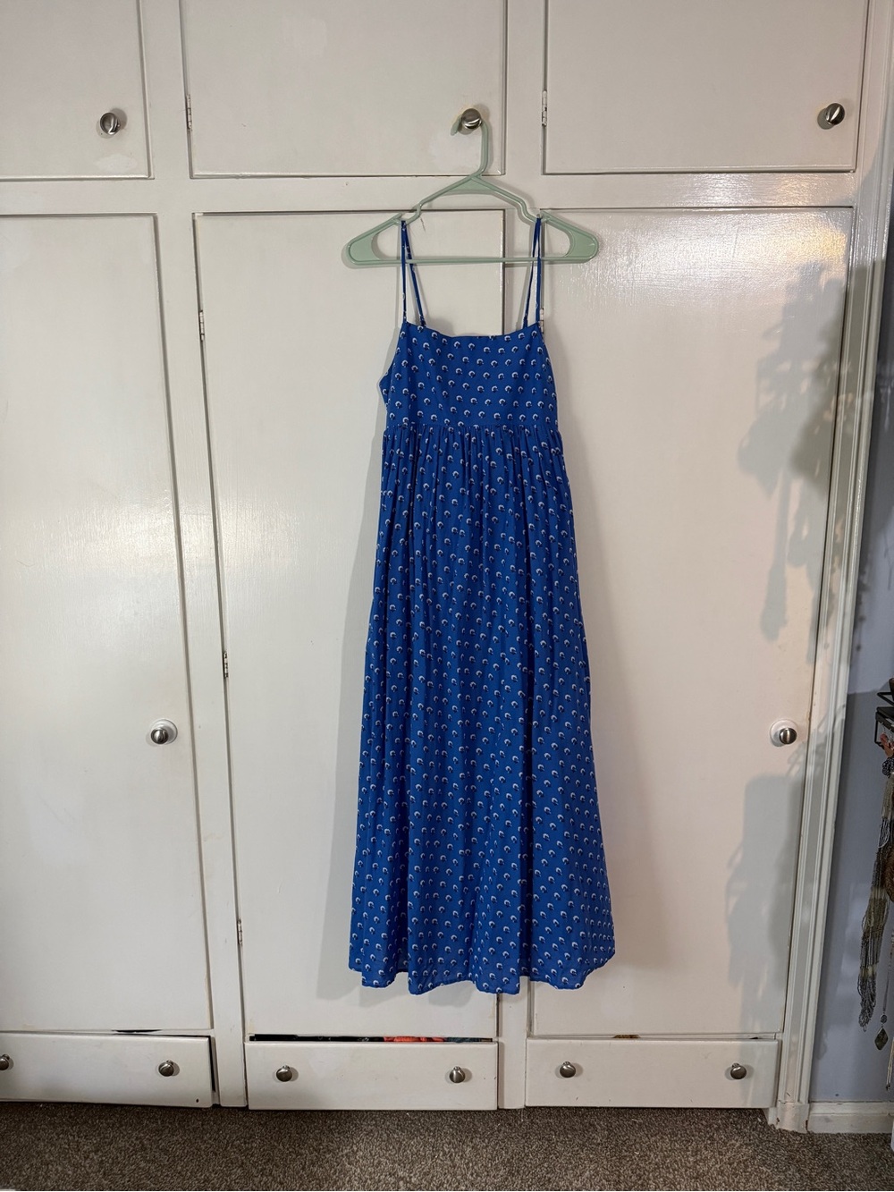 Madewell: Blue Printed Spaghetti-Strap Girls' Maxi Dress